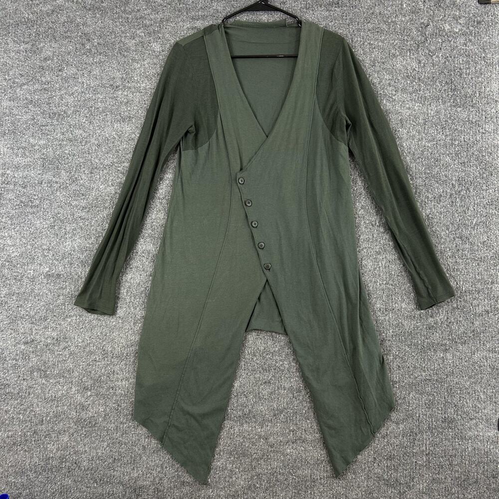 Lurdes Bergada Cardigan Small Asymmetrical Top Long Sleeve Green Lagenlook Artsy